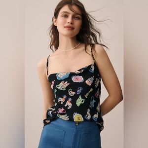 New Corey Lynn Calter x Anthpologie Dog Icon Print Tank Top Blouse Shirt XS